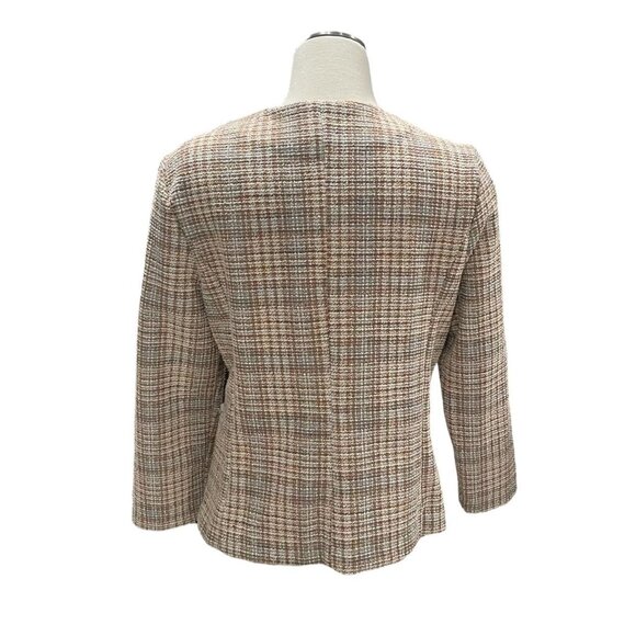 Messini MnTweed Plaid Metallic Blazer Classic Sophisticated Fall Winter Retro - Picture 7 of 11